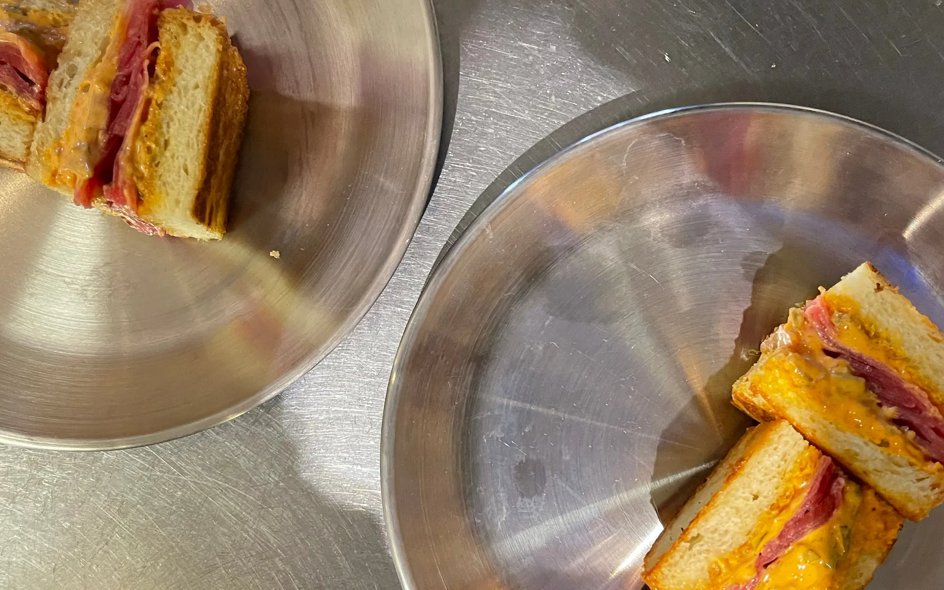 Signature MAFFOOD sandoprepared for service in the HIRO  kitchen.