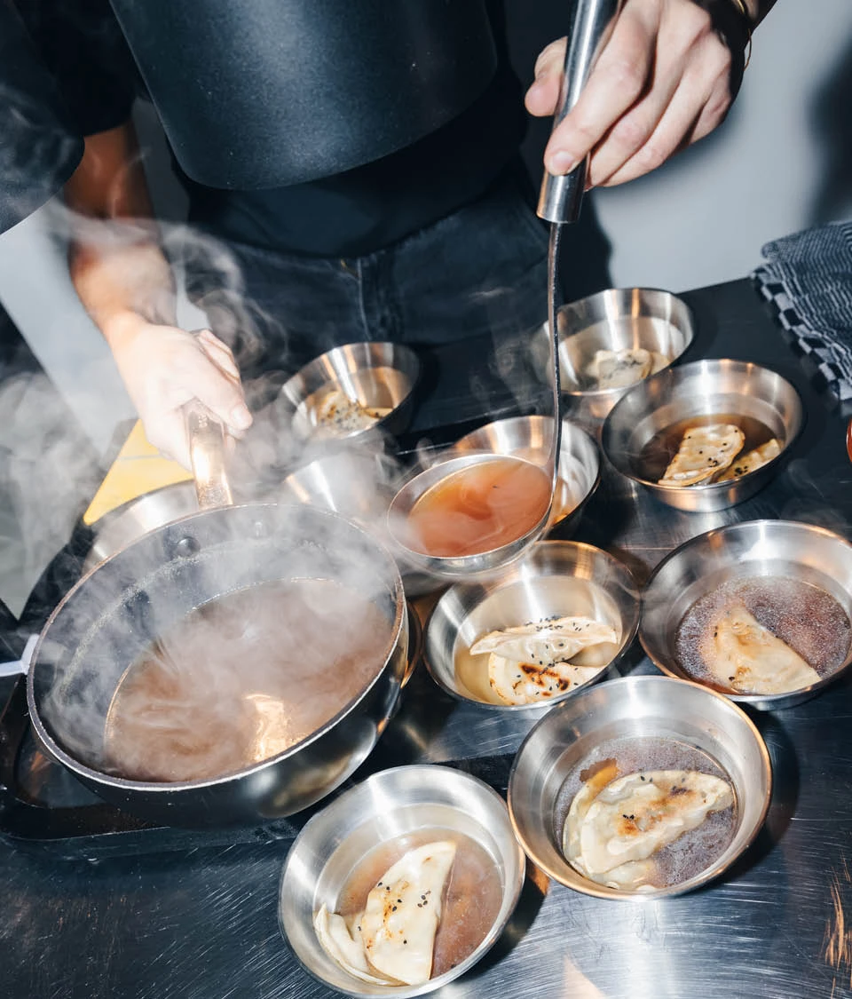 gyoza in broth