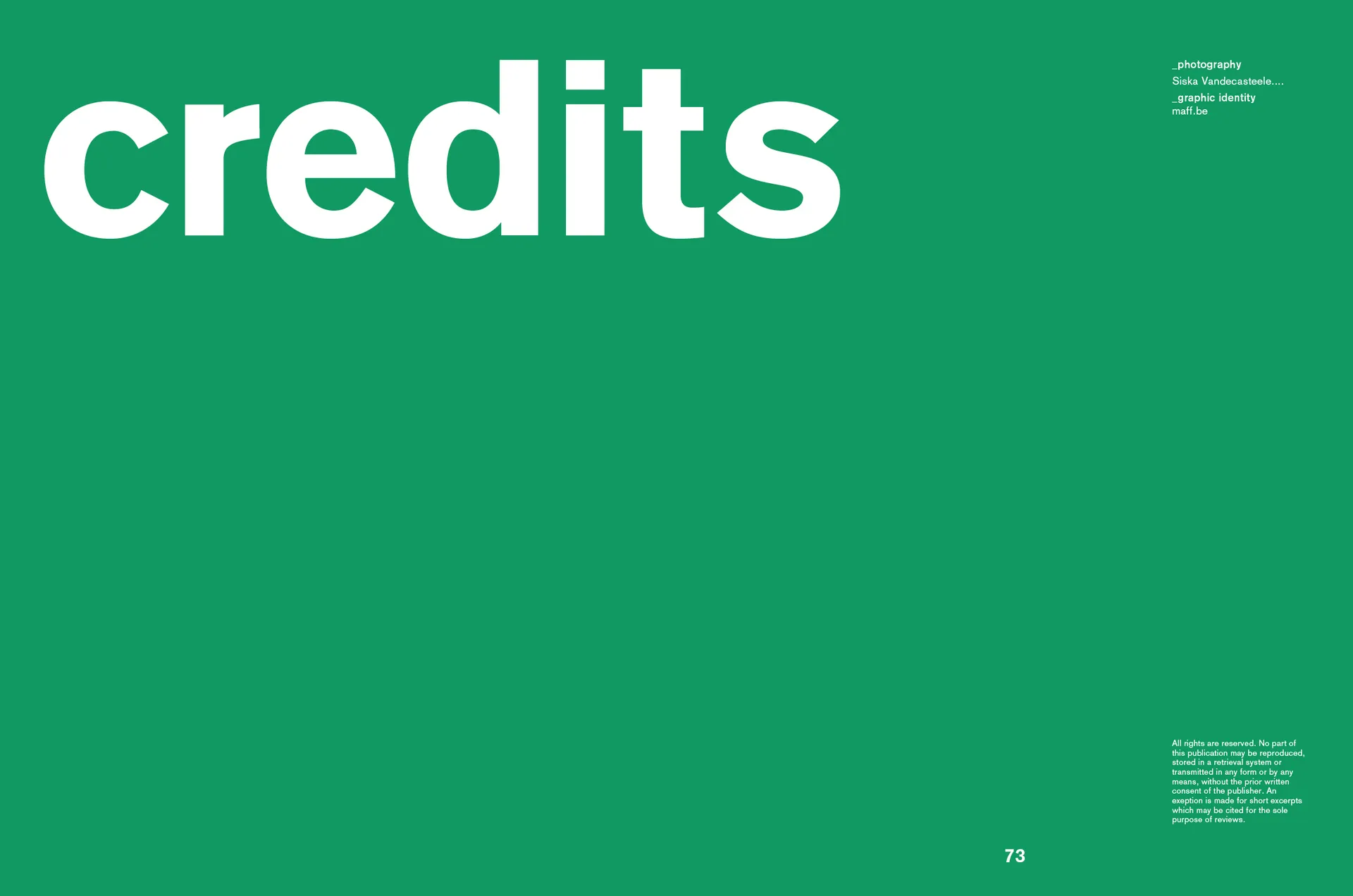 credits page - valerie_objects catalogue