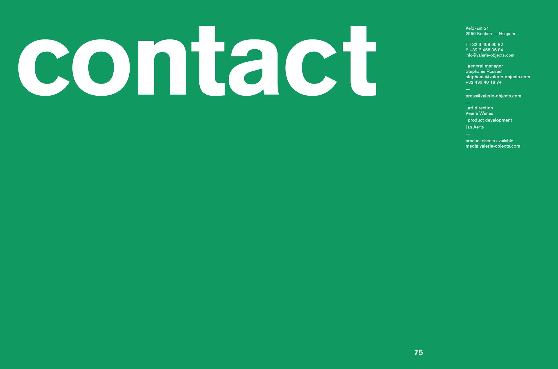 contact page - valerie_objects catalogue